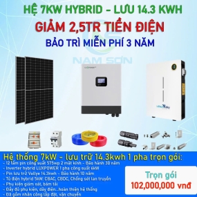 Hệ Thống 7kW - Lưu Trữ 14.3kwh 1 pha trọn gói 